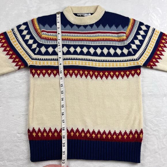 Montgomery Ward Vintage Youth Kids Acrylic Sweater Diamond Print SZ 12-14 Medium - Picture 5 of 6